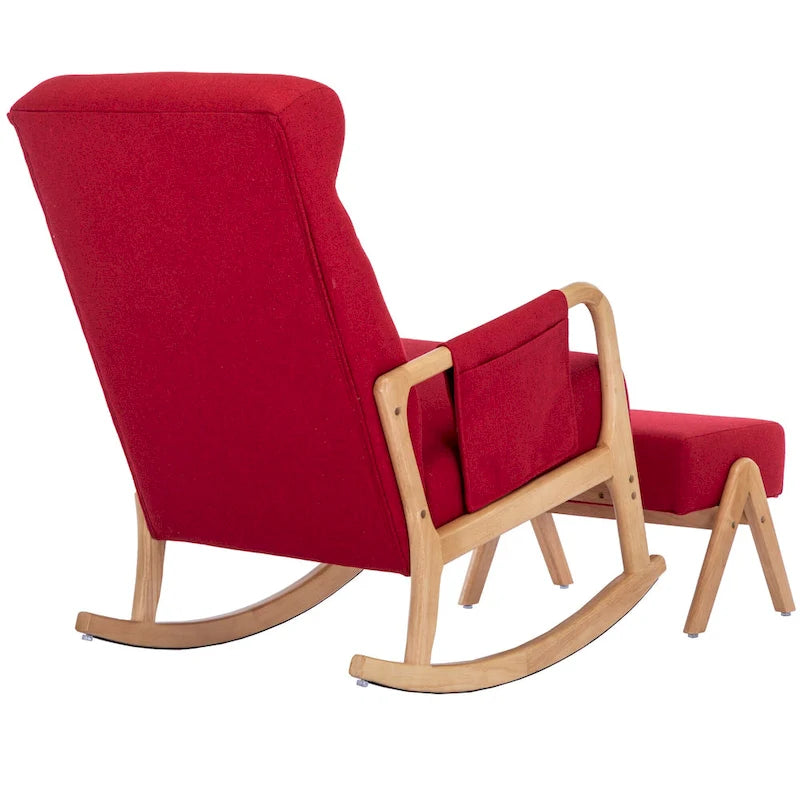 Fauteuil à bascule avec pouf pour salon