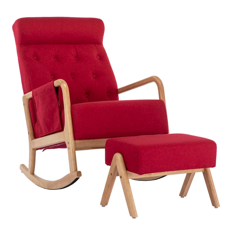 Fauteuil à bascule avec pouf pour salon