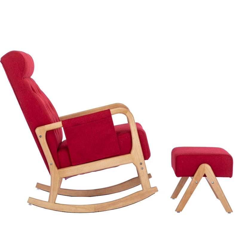 Fauteuil à bascule avec pouf pour salon