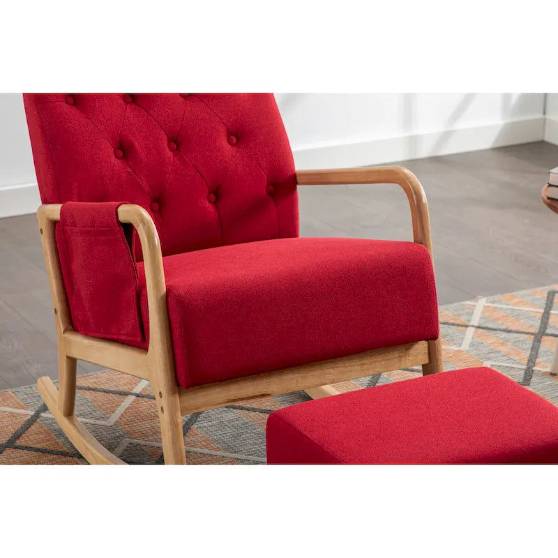 Fauteuil à bascule avec pouf pour salon