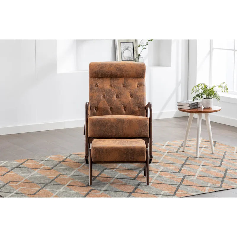 Fauteuil à bascule avec pouf pour salon