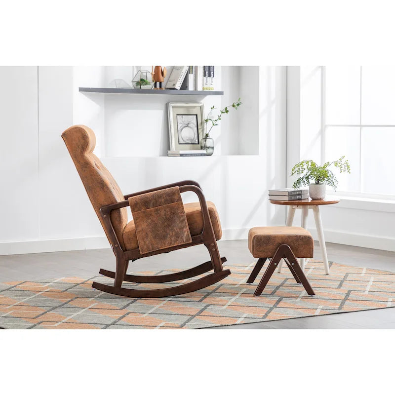 Fauteuil à bascule avec pouf pour salon