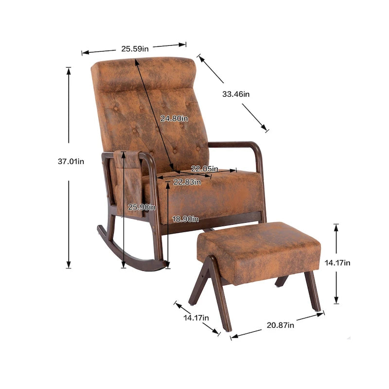 Fauteuil à bascule avec pouf pour salon