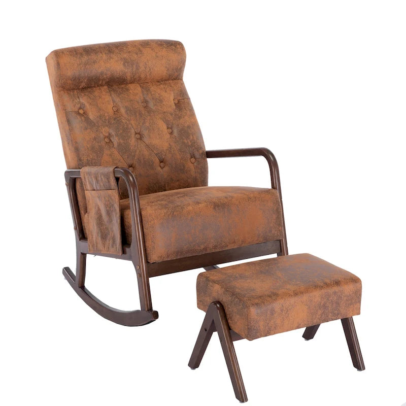Fauteuil à bascule avec pouf pour salon