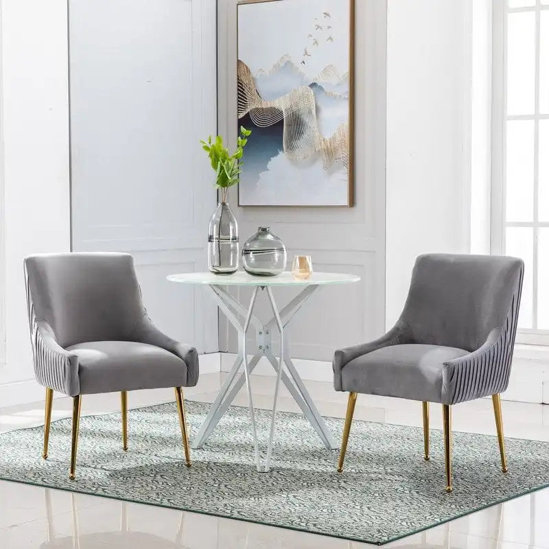 Lot de 2 chaises de salle à manger d'appoint en velours du milieu du siècle avec poignée arrière