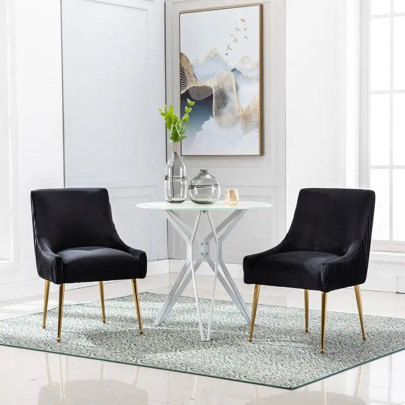 Lot de 2 chaises de salle à manger d'appoint en velours du milieu du siècle avec poignée arrière