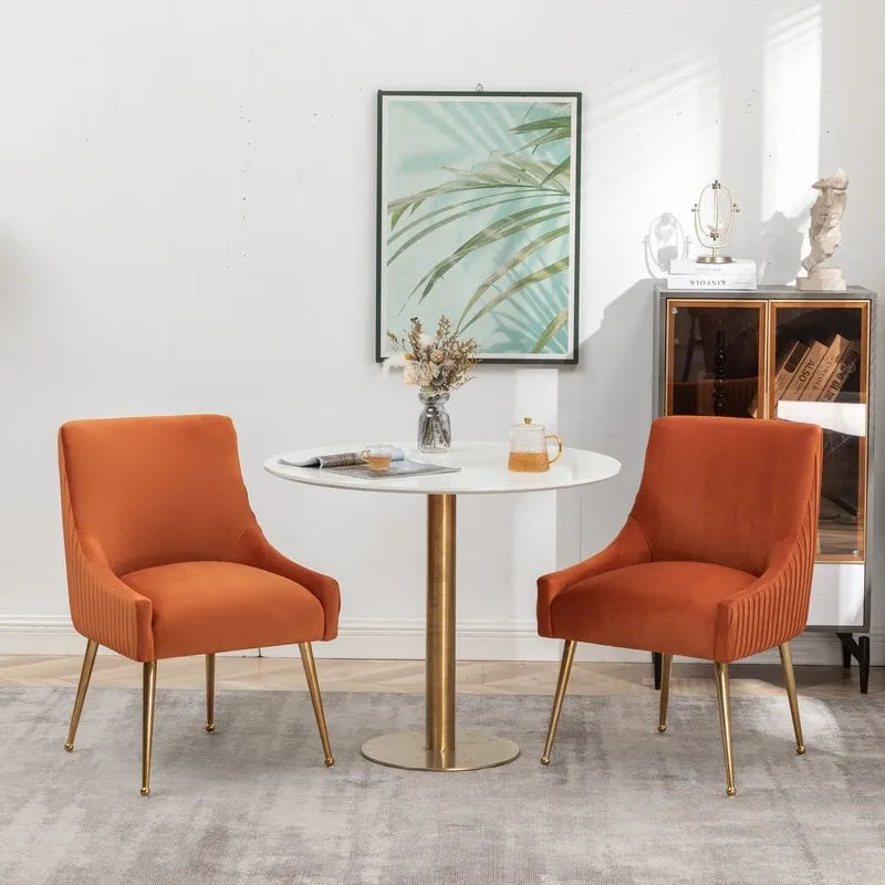 Lot de 2 chaises de salle à manger d'appoint en velours du milieu du siècle avec poignée arrière