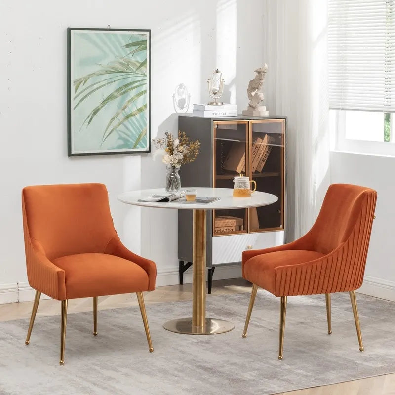 Lot de 2 chaises de salle à manger d'appoint en velours du milieu du siècle avec poignée arrière