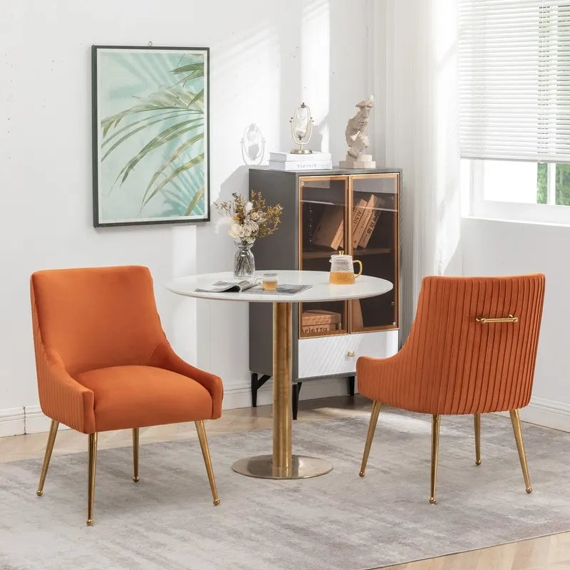 Lot de 2 chaises de salle à manger d'appoint en velours du milieu du siècle avec poignée arrière