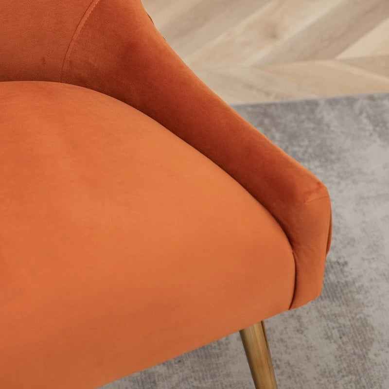 Lot de 2 chaises de salle à manger d'appoint en velours du milieu du siècle avec poignée arrière