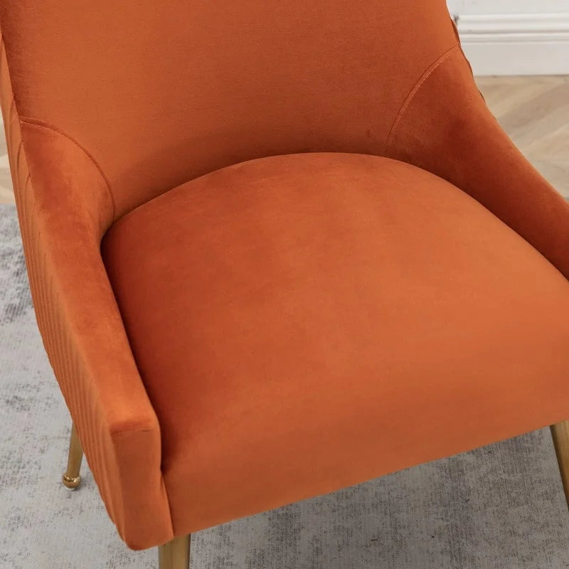 Lot de 2 chaises de salle à manger d'appoint en velours du milieu du siècle avec poignée arrière