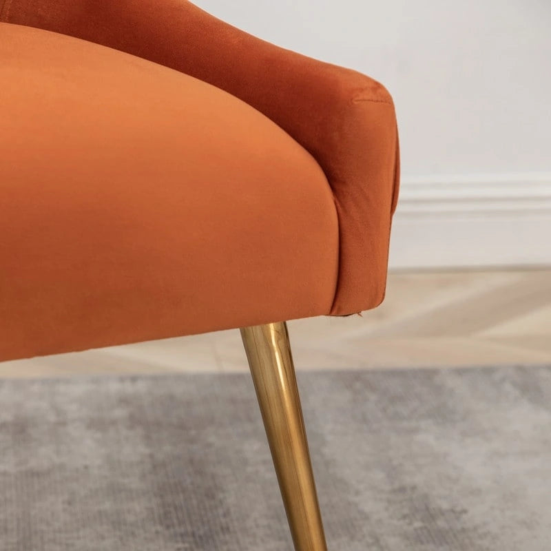 Lot de 2 chaises de salle à manger d'appoint en velours du milieu du siècle avec poignée arrière