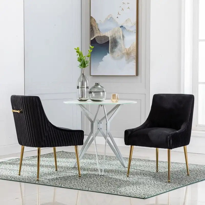 Lot de 2 chaises de salle à manger d'appoint en velours du milieu du siècle avec poignée arrière
