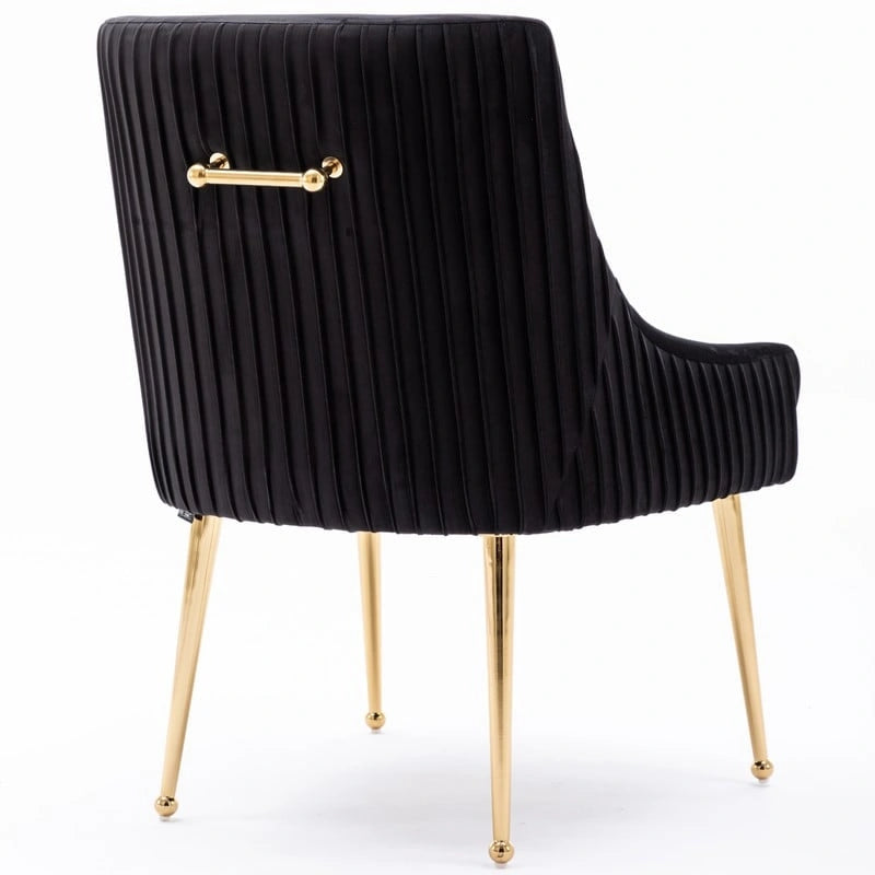 Lot de 2 chaises de salle à manger d'appoint en velours du milieu du siècle avec poignée arrière