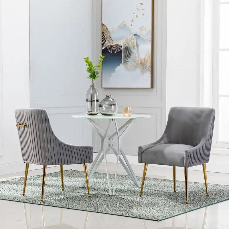 Lot de 2 chaises de salle à manger d'appoint en velours du milieu du siècle avec poignée arrière