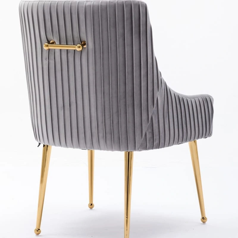Lot de 2 chaises de salle à manger d'appoint en velours du milieu du siècle avec poignée arrière
