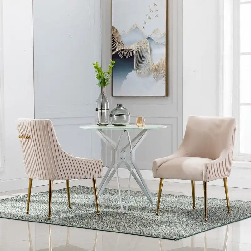 Lot de 2 chaises de salle à manger d'appoint en velours du milieu du siècle avec poignée arrière