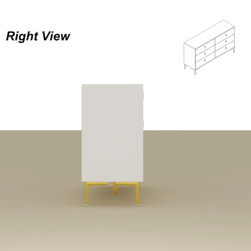 Commode double à 6 tiroirs 55,1W avec meuble de rangement noir et or