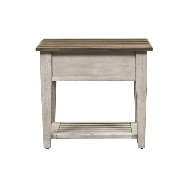 Table d'appoint antique blanche à 1 tiroir