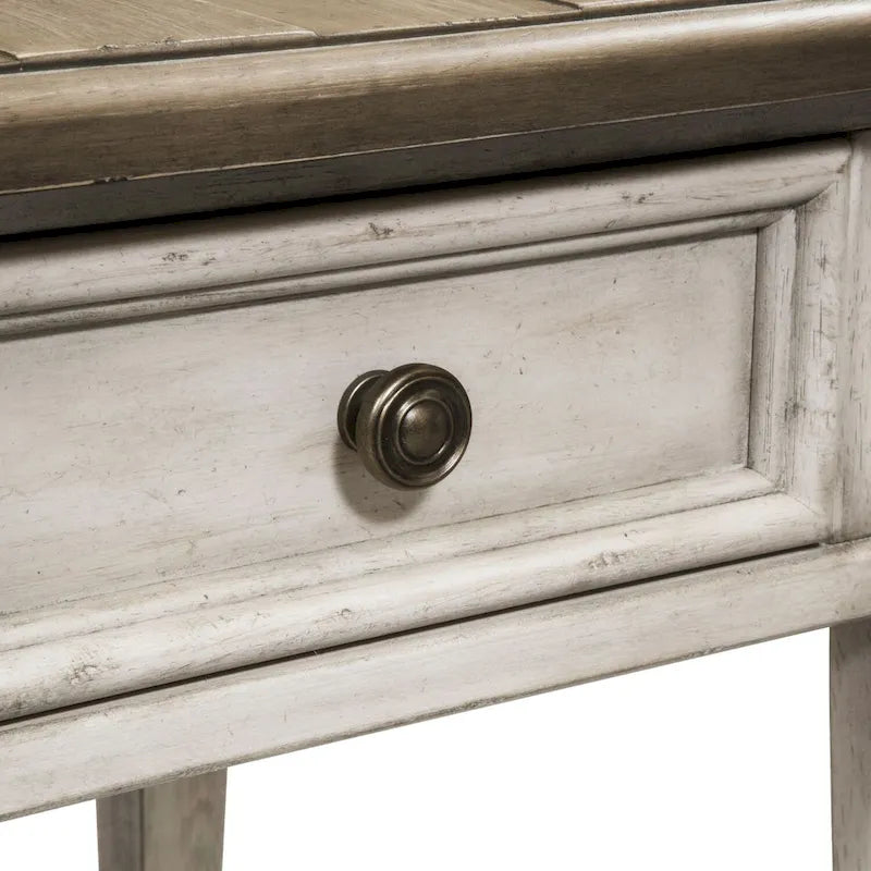 Table d'appoint antique blanche à 1 tiroir