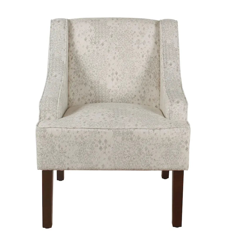 Fauteuil d'appoint vintage à pochoir, crème/gris