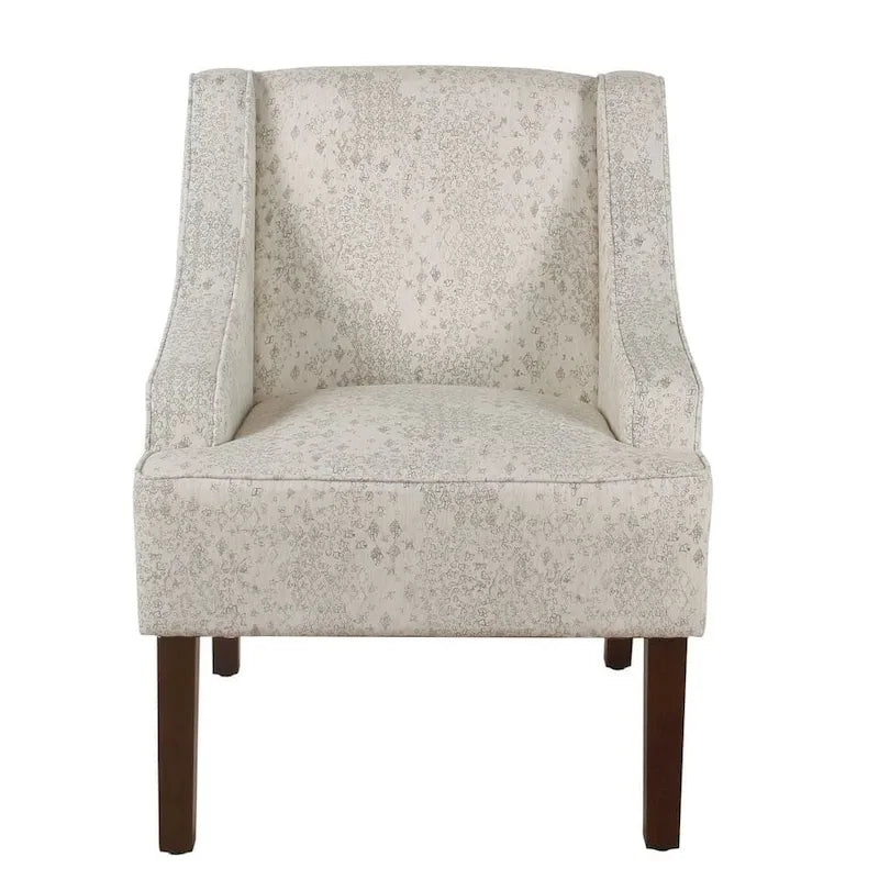 Fauteuil d'appoint vintage à pochoir, crème/gris