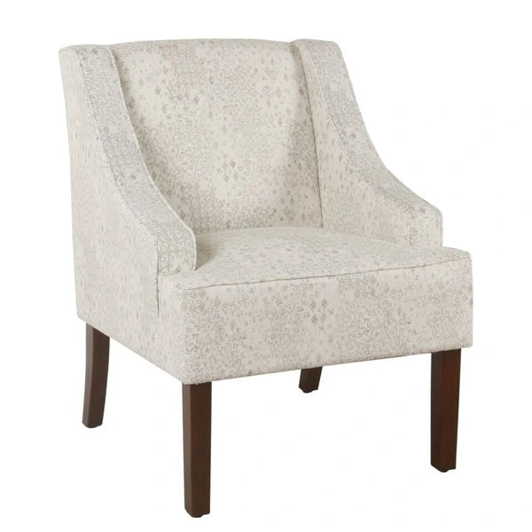 Fauteuil d'appoint vintage à pochoir, crème/gris