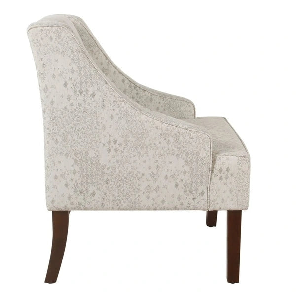 Fauteuil d'appoint vintage à pochoir, crème/gris