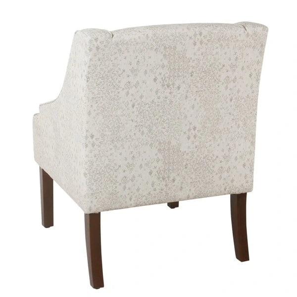 Fauteuil d'appoint vintage à pochoir, crème/gris