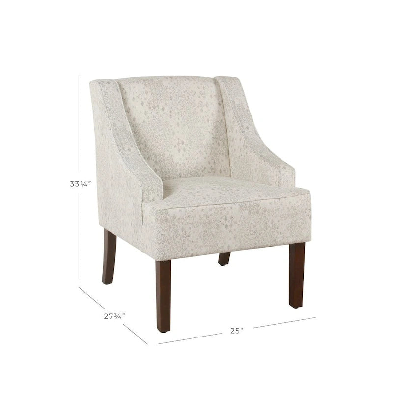 Fauteuil d'appoint vintage à pochoir, crème/gris