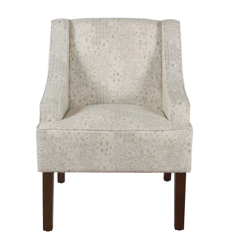 Fauteuil d'appoint vintage à pochoir, crème/gris