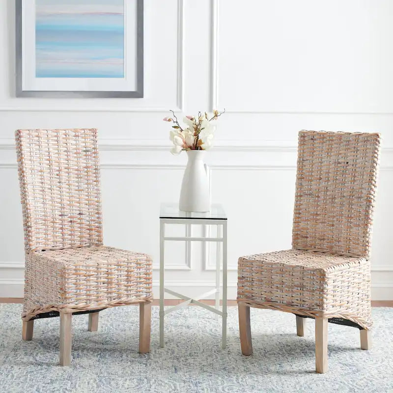 Chaise de salle à manger en osier naturel (lot de 2) - 19 L x 22 P x 41 H