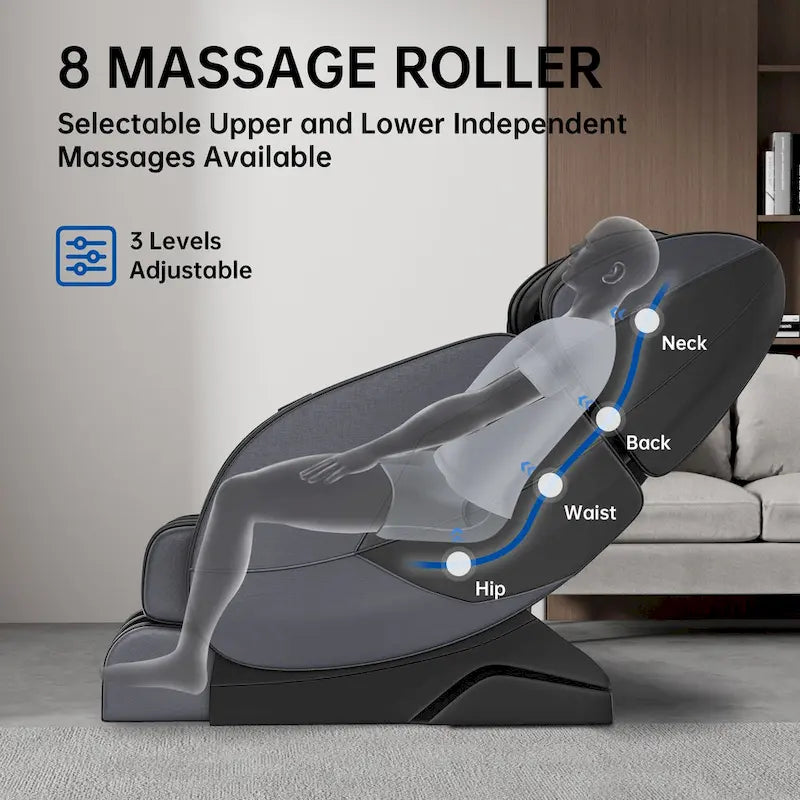 Fauteuil de massage corporel chauffant avec mode zéro gravité et lecteur de musique Bluetooth