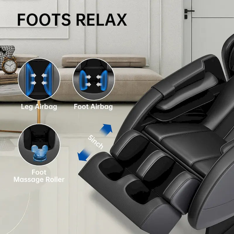 Fauteuil de massage corporel chauffant avec mode zéro gravité et lecteur de musique Bluetooth