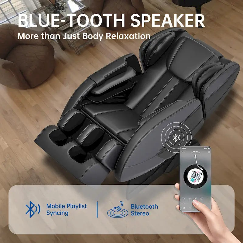 Fauteuil de massage corporel chauffant avec mode zéro gravité et lecteur de musique Bluetooth