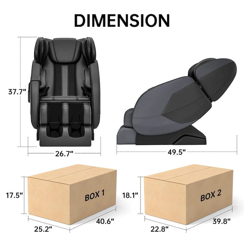 Fauteuil de massage corporel chauffant avec mode zéro gravité et lecteur de musique Bluetooth