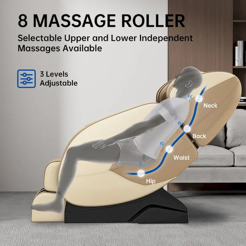 Fauteuil de massage corporel chauffant avec mode zéro gravité et lecteur de musique Bluetooth