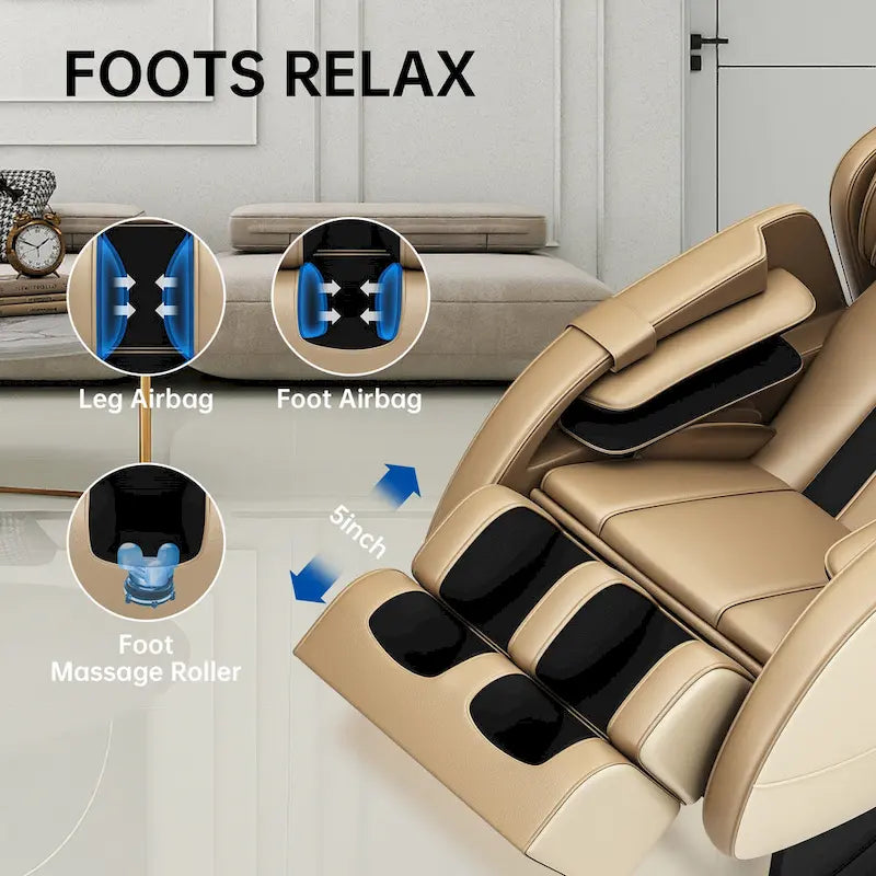 Fauteuil de massage corporel chauffant avec mode zéro gravité et lecteur de musique Bluetooth