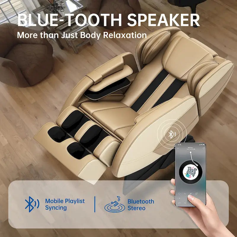 Fauteuil de massage corporel chauffant avec mode zéro gravité et lecteur de musique Bluetooth
