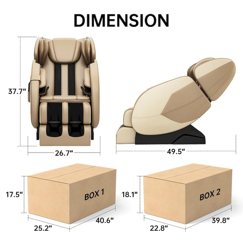 Fauteuil de massage corporel chauffant avec mode zéro gravité et lecteur de musique Bluetooth