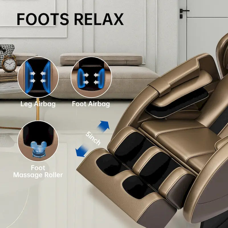 Fauteuil de massage corporel chauffant avec mode zéro gravité et lecteur de musique Bluetooth