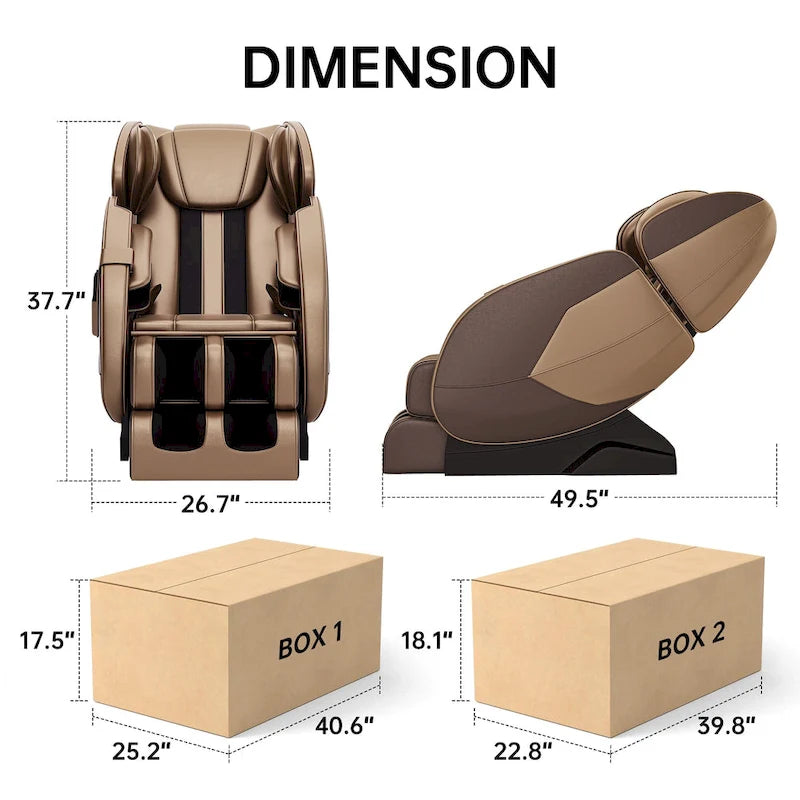 Fauteuil de massage corporel chauffant avec mode zéro gravité et lecteur de musique Bluetooth