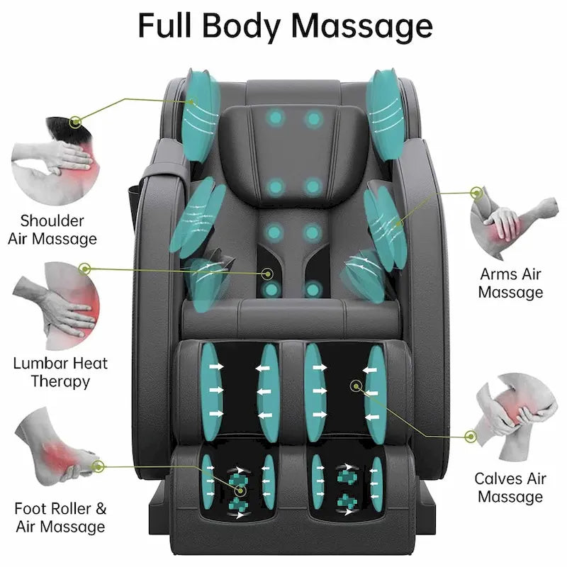 Fauteuil de massage corporel chauffant avec mode zéro gravité et lecteur de musique Bluetooth