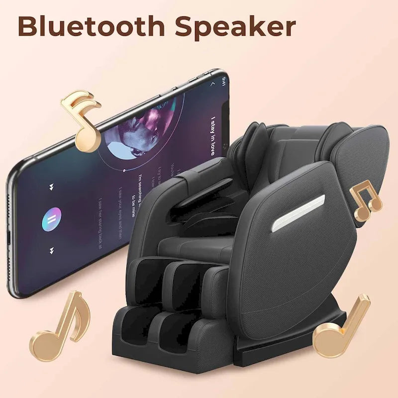 Fauteuil de massage corporel chauffant avec mode zéro gravité et lecteur de musique Bluetooth