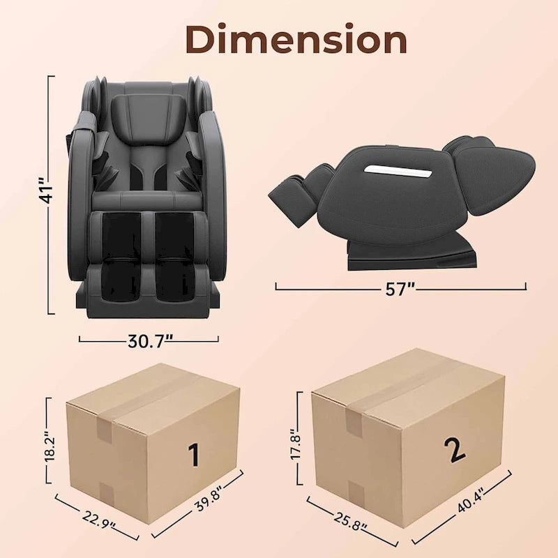 Fauteuil de massage corporel chauffant avec mode zéro gravité et lecteur de musique Bluetooth