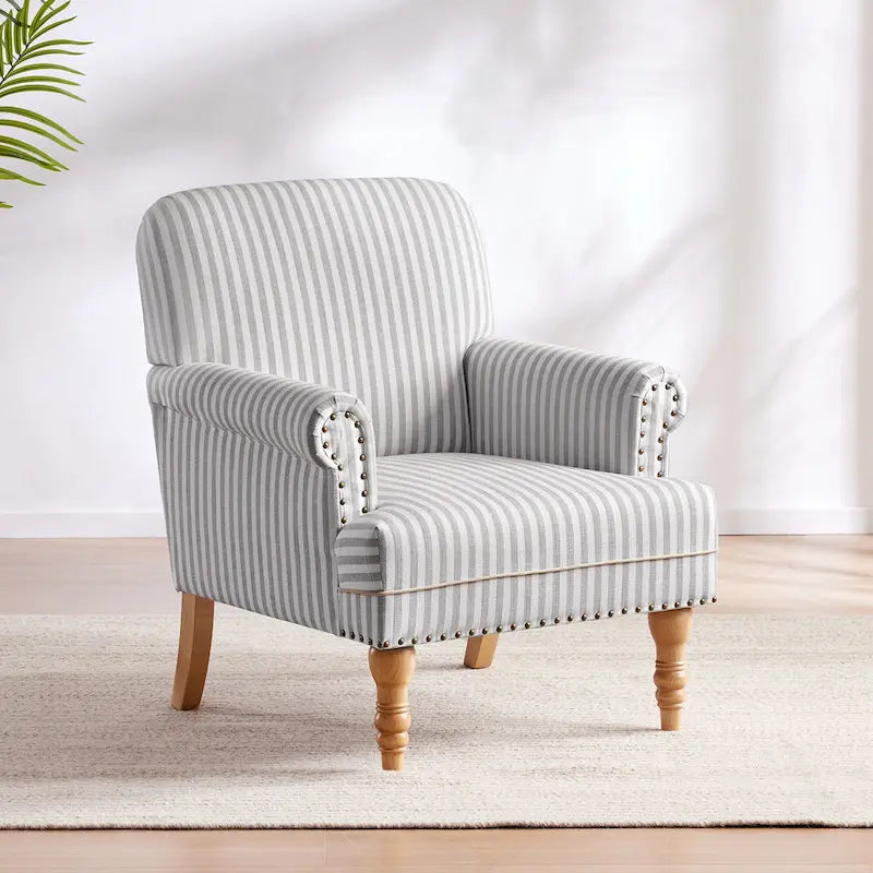 Fauteuil d'appoint avec accoudoirs roulés - Lot de 2 - Bleu/Gris/Marron