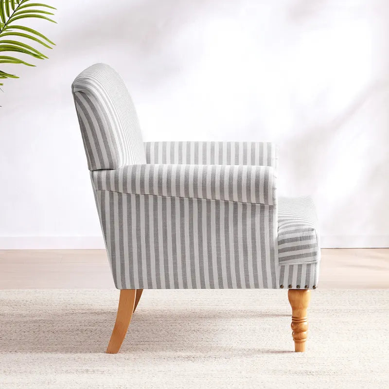 Fauteuil d'appoint avec accoudoirs roulés - Lot de 2 - Bleu/Gris/Marron