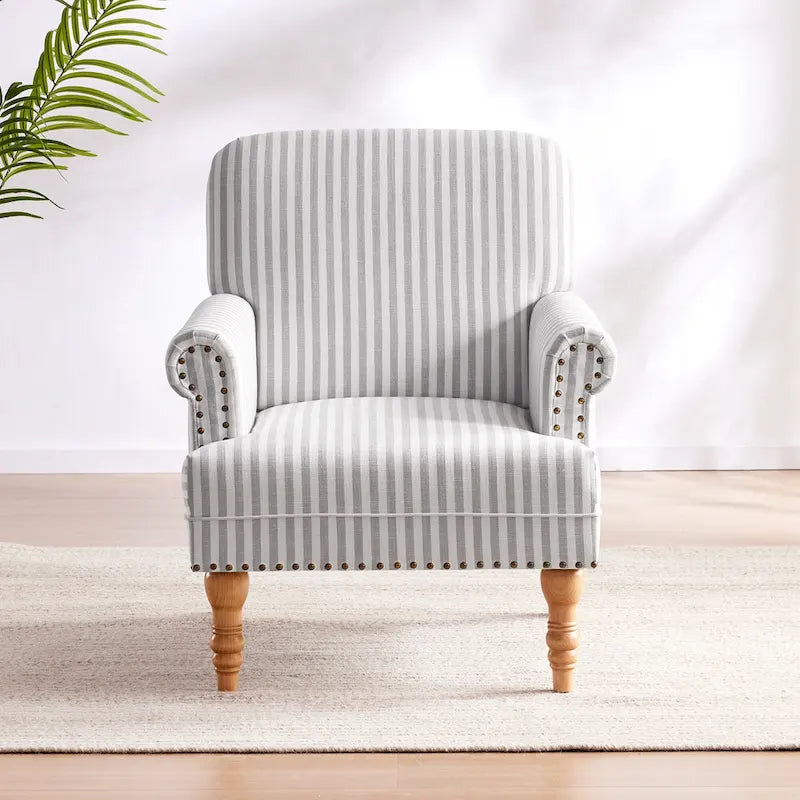 Fauteuil d'appoint avec accoudoirs roulés - Lot de 2 - Bleu/Gris/Marron