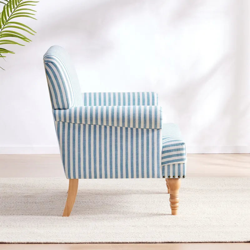 Fauteuil d'appoint avec accoudoirs roulés - Lot de 2 - Bleu/Gris/Marron