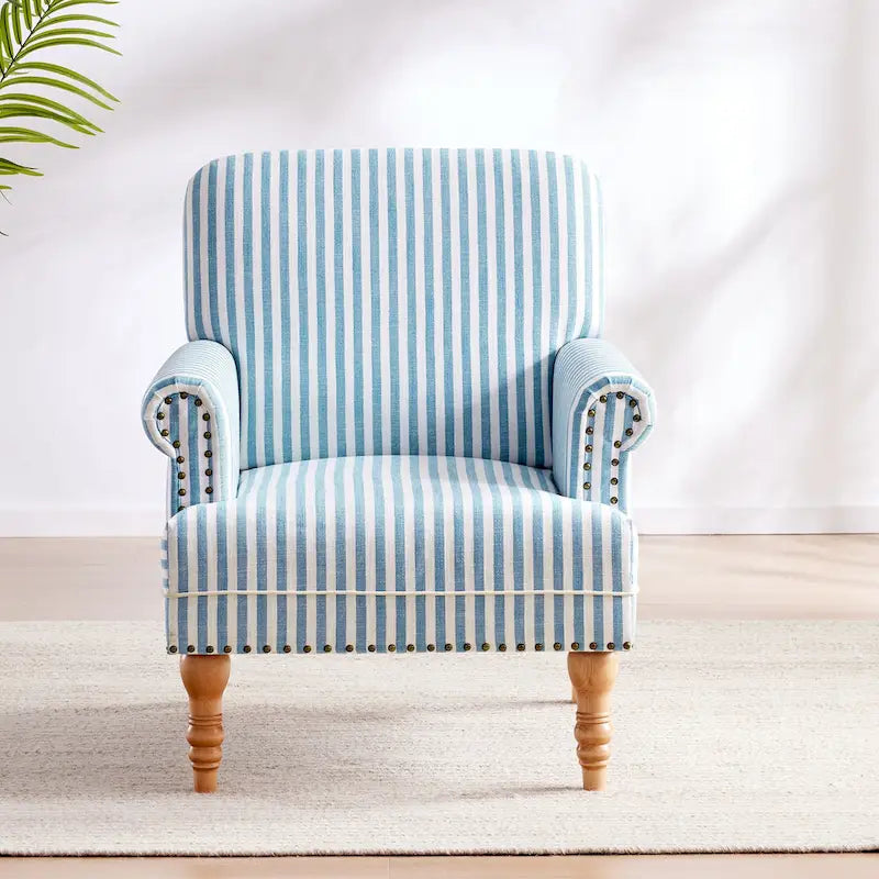 Fauteuil d'appoint avec accoudoirs roulés - Lot de 2 - Bleu/Gris/Marron